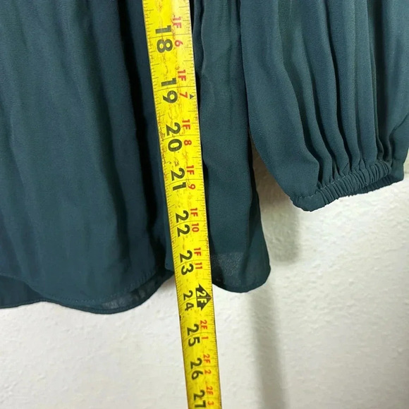 Adrianna Papell Pleated Georgette Crepe Long Sleeve Crew Neck Blouse sz S - Picture 12 of 13